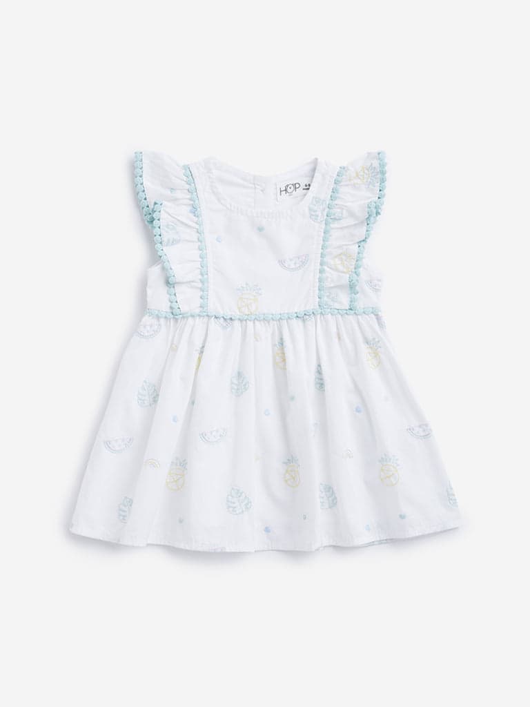 HOP Baby White Printed A-line Dress