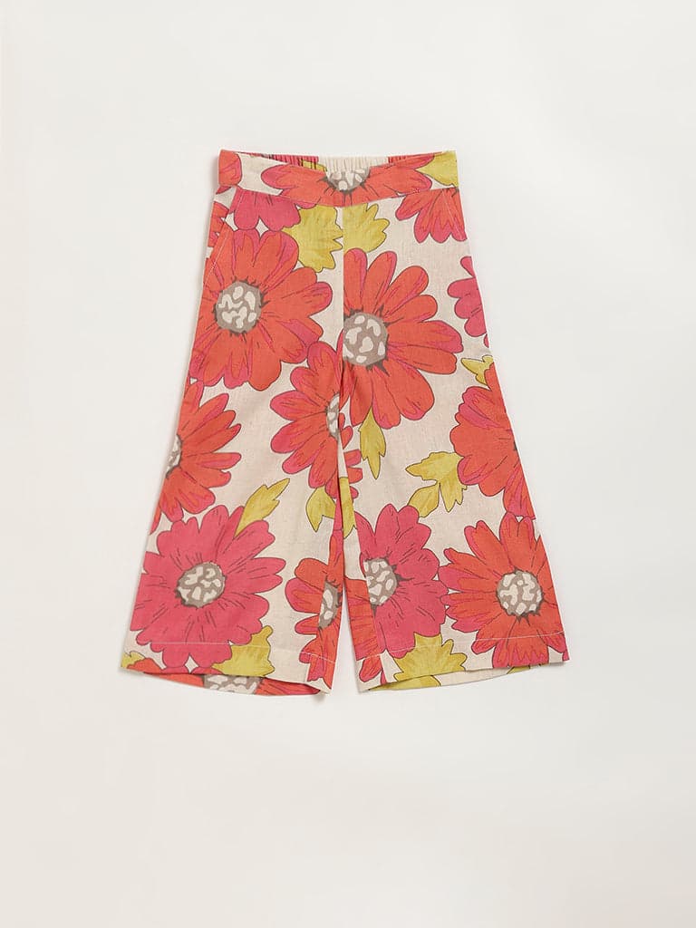 Utsa Kids Multicolour Floral Print Cotton Blend Pants - (2 -8yrs)