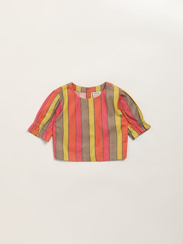 Utsa Kids Multicolour Stripe Patterned Cotton Top - (2 -8yrs)