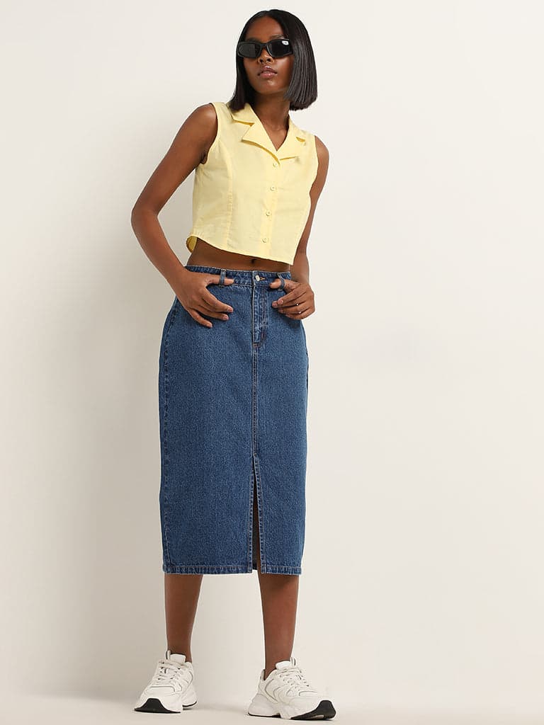 Nuon Dark Blue High-Rise Denim Skirt