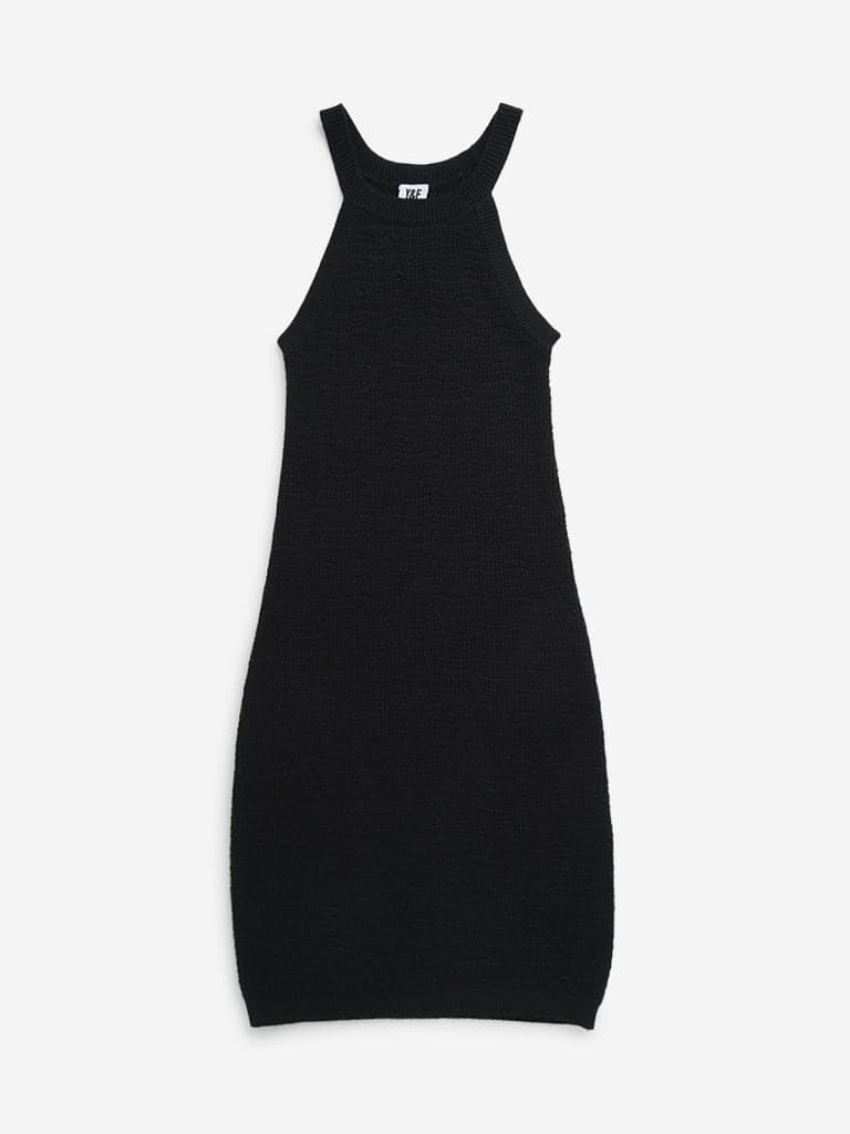 Y&F Kids Black Knitted Casual Dress