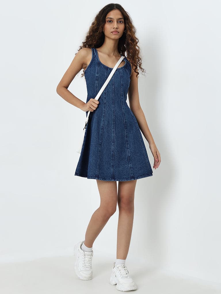 Nuon Blue A-Line Denim Dress