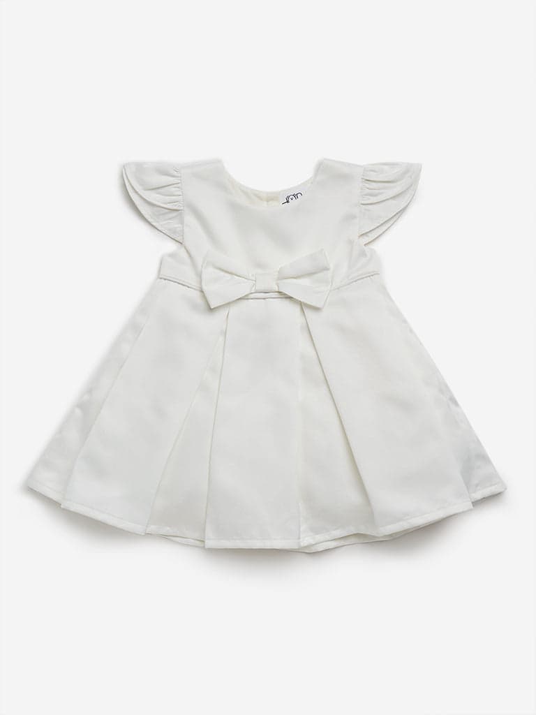 HOP Baby White Bow-Detailed A-Line Dress