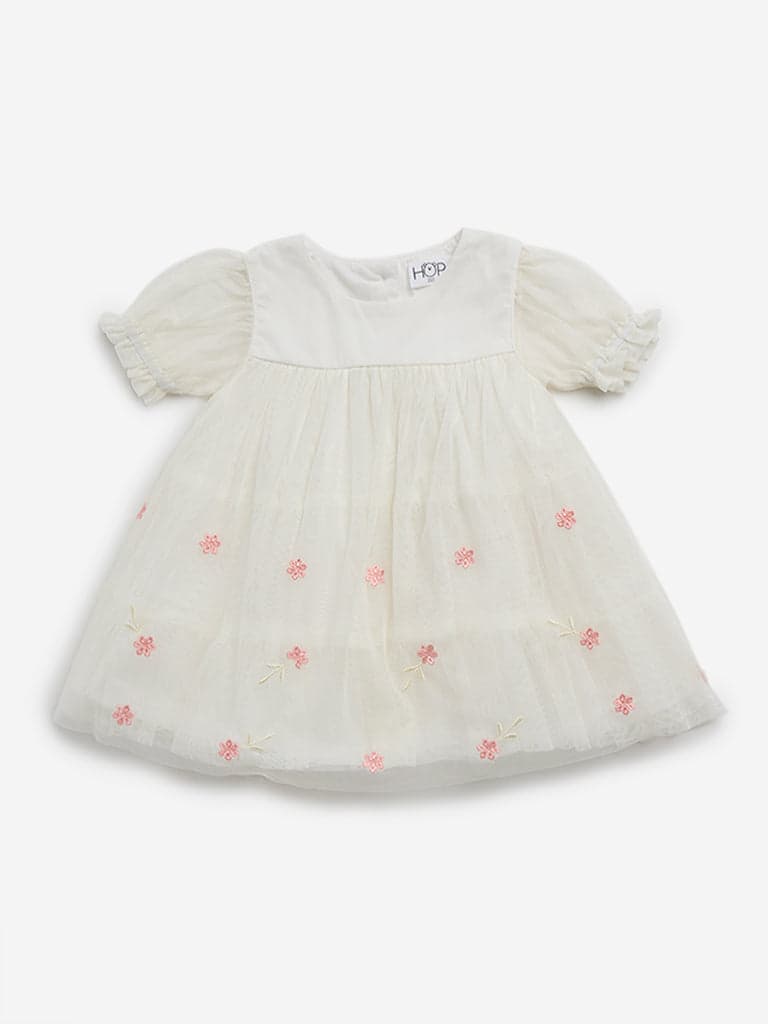 HOP Baby Off-White Floral Dress