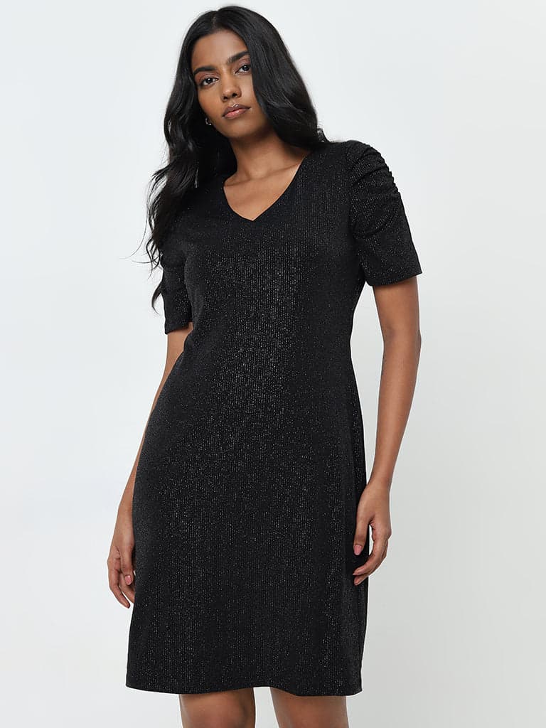 Wardrobe Black Embellished A-Line Dress