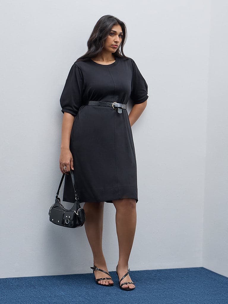 Gia Black A-Line Cotton Dress